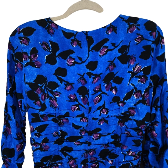 Zara Floral Ruched Long Sleeve Mini Dress - Picture 10 of 13